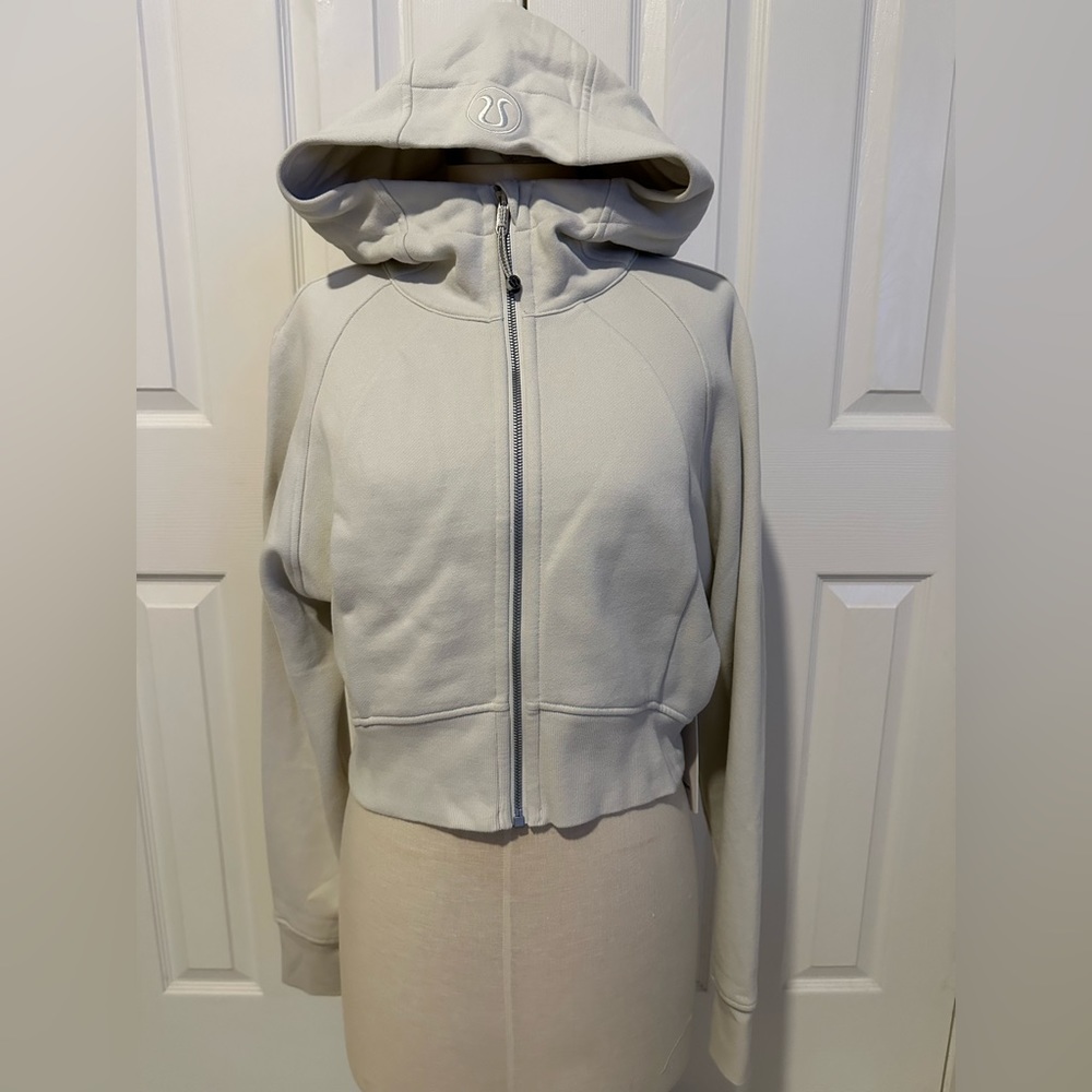 ❤️ LULULEMON SCUBA FULL ZIP CROPPED HOODIE (BONE) SZ 12 NWT ❤️ - Picture 1 of 5